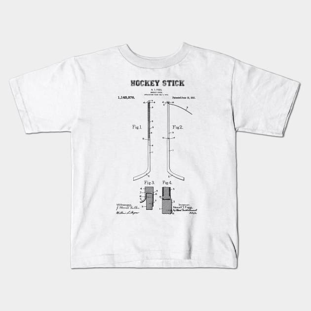 Hockey Stick Patent Black Kids T-Shirt by Luve